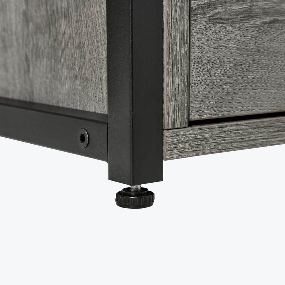 Industrial Chic Side Table with Dual Storage Drawers and Shelf