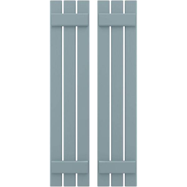 Ekena Millwork 11-1/2 in. W x 37 in. H Americraft 3-Board Exterior Real Wood Spaced Board and Batten Shutters in Peaceful Blue