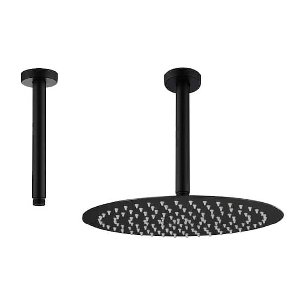 Mondawe 7.88 in. Stainless Steel Celling Mounted Round Shower Arm with Flange in Matte Black