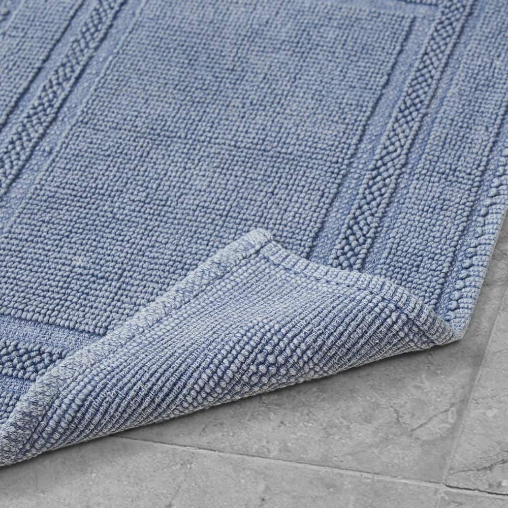 Stonewashed Chic Gray Blue Cotton Bath Rug Set, 2-Piece