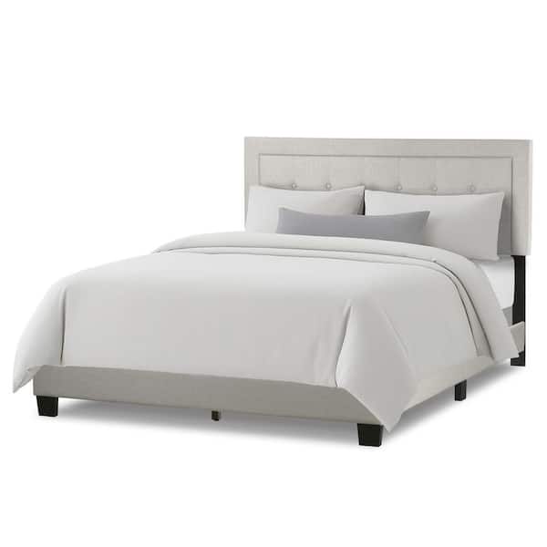 Austin Beige Fabric Queen Bed with Button Tufting and Stitching
