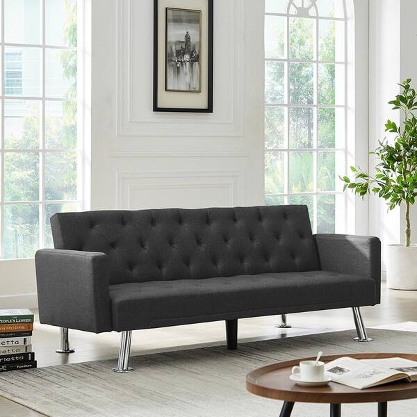 Modern Convertible Futon Sofa Bed Sleeper Adjustable Couch Twin Size Living Room 