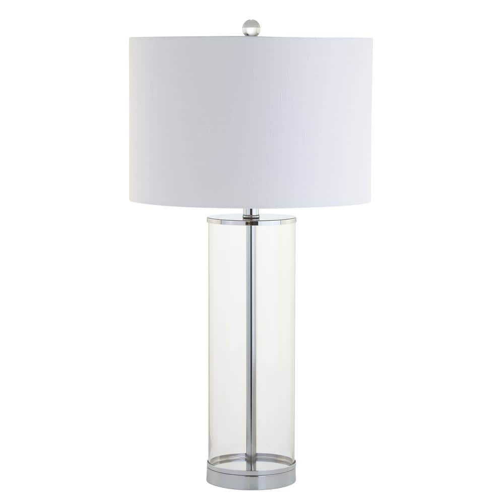 Harper 29" White Linen Shade Glass Table Lamp, Energy Efficient
