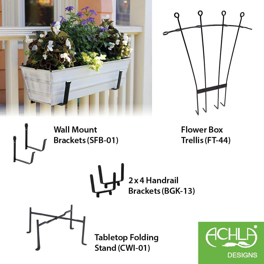 24" Galvanized Steel White Rectangular Planter Box