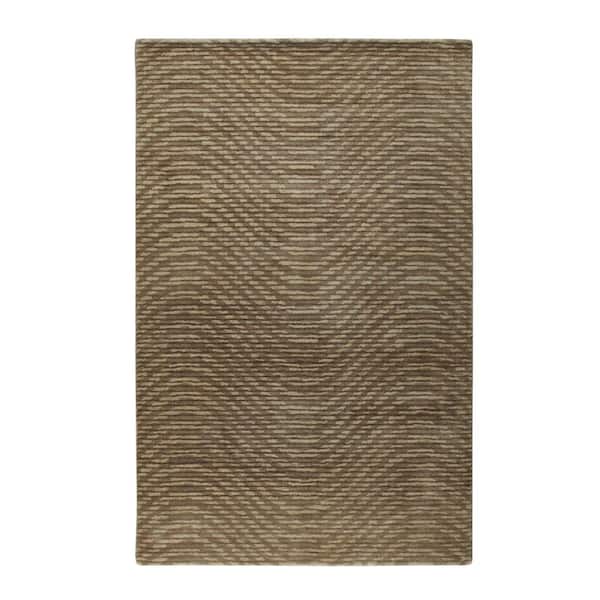 Contemporary Brown 5 ft. x 8 ft. Hand-Tufted Wool with Waves Pattern, Area Rug
