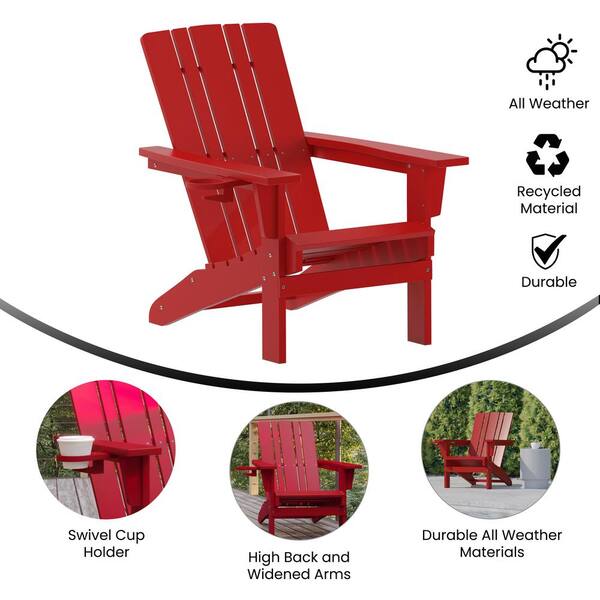 TAYLOR LOGAN Red Plastic Outdoor Lounge Chair in Red AD 520223