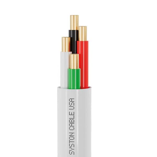 Syston Cable Technology 100 ft. 22 / 4 White CMP-Plenum Rated Fire Security Burglar Station Sound Alarm Control Wire-UV Resistant Indoor/Outdoor