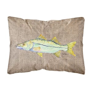 12 in. x 16 in. Multi-Color Lumbar Outdoor Throw Pillow Fish-Snook Decorative Canvas Fabric Pillow