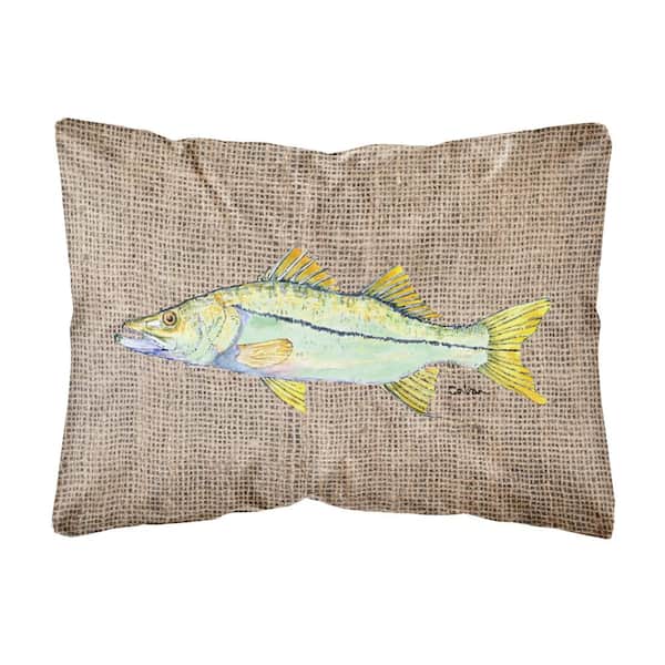 Caroline's Treasures 12 in. x 16 in. Multi-Color Lumbar Outdoor Throw Pillow Fish-Snook Decorative Canvas Fabric Pillow