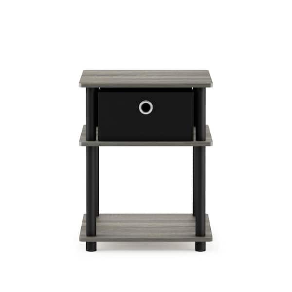 Furinno Turn-N-Tube French Oak Grey 3-Tier End Table with Storage Bin