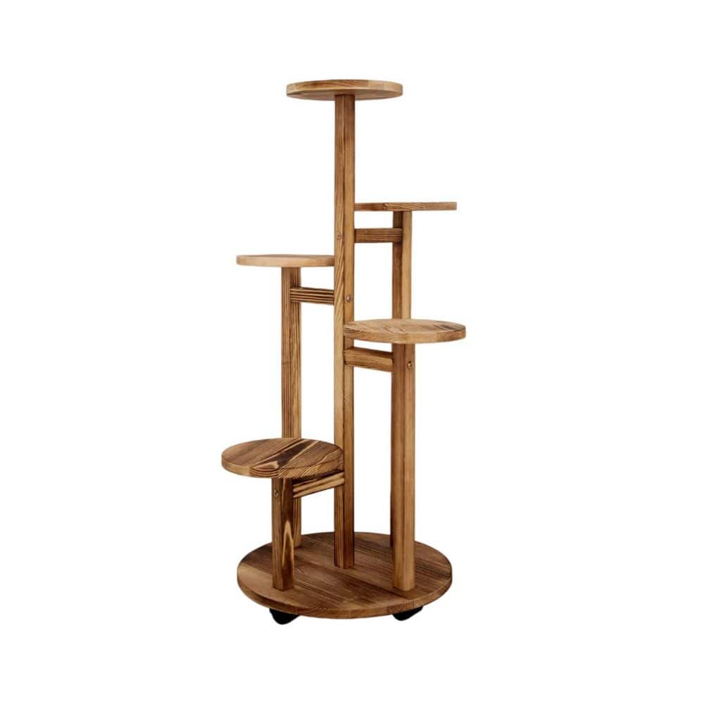 5 Tier Walnut Wood Plant Stand with Corner Display and Multi-tier Design for Garden Indoor Outdoor Use (34 in. H) price history on PriceWatchPro