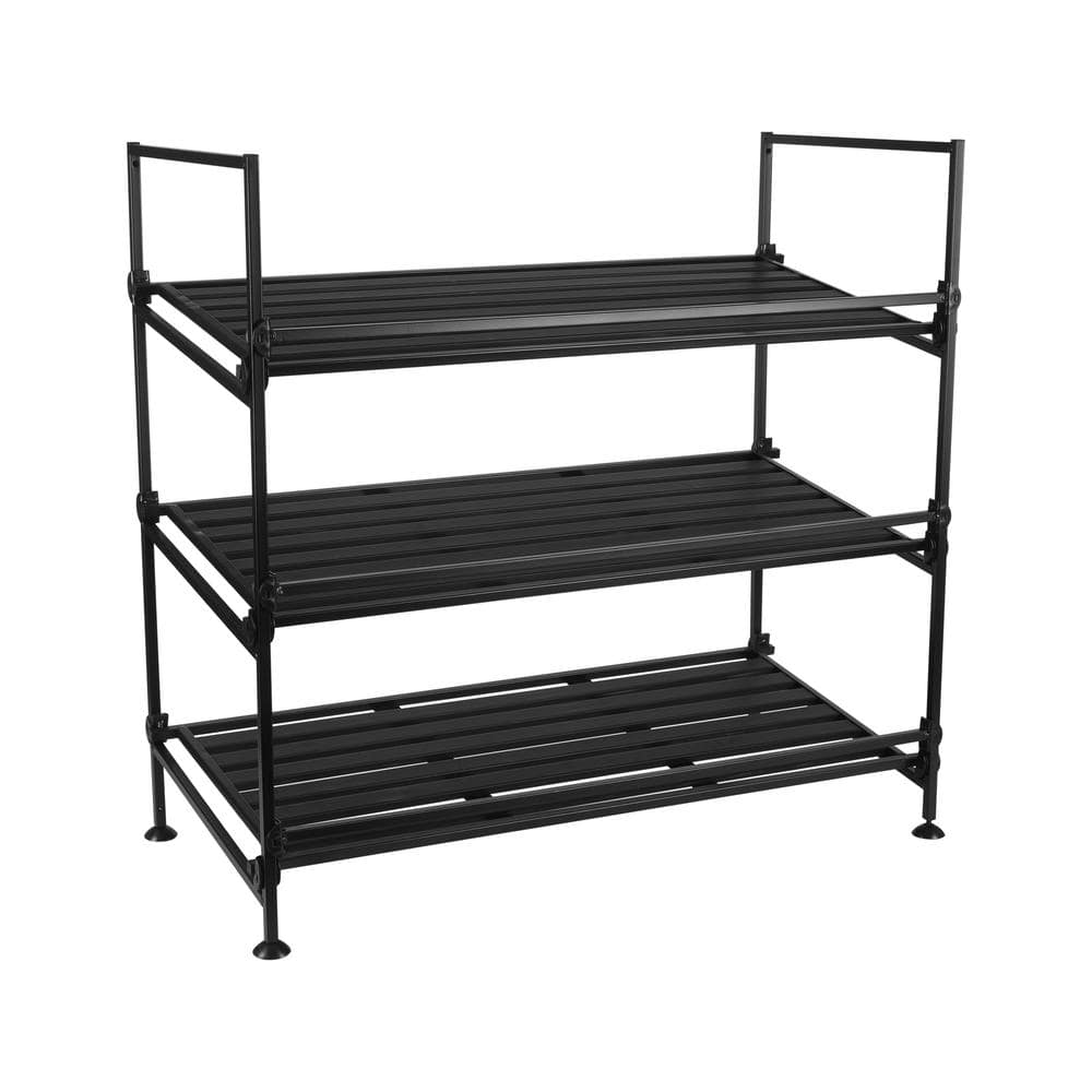 25.2 H 9-Pair 3-Tier Black Metal Shoe Rack price history on PriceWatchPro