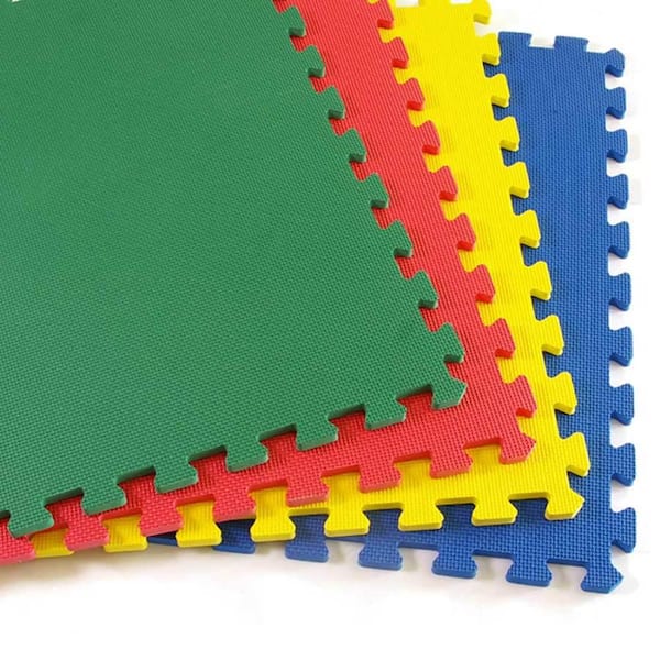 Greatmats Greatplay Blue Green Red And Yellow 2 Ft X 2 Ft X 1 2 In Foam Puzzle Floor Mats Case Of 16 Df124pk 16pk The Home Depot