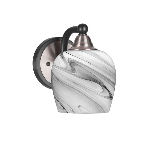 Unbranded Madison 6 in. 1-Light Matte Black and Brushed Nickel Wall Sconce with Standard Shade