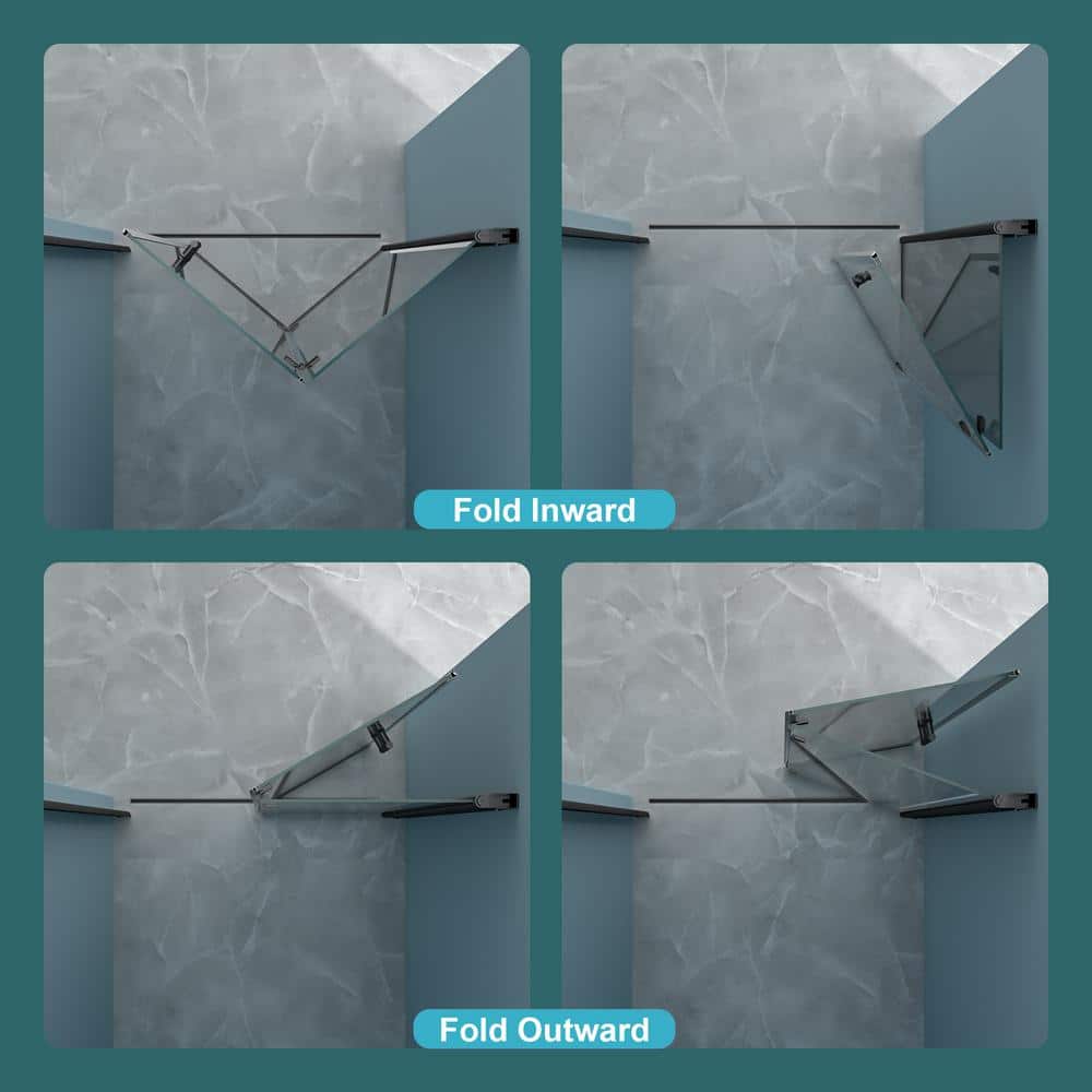 Matte Black Frameless Bi-Fold Shower Door with Clear Glass
