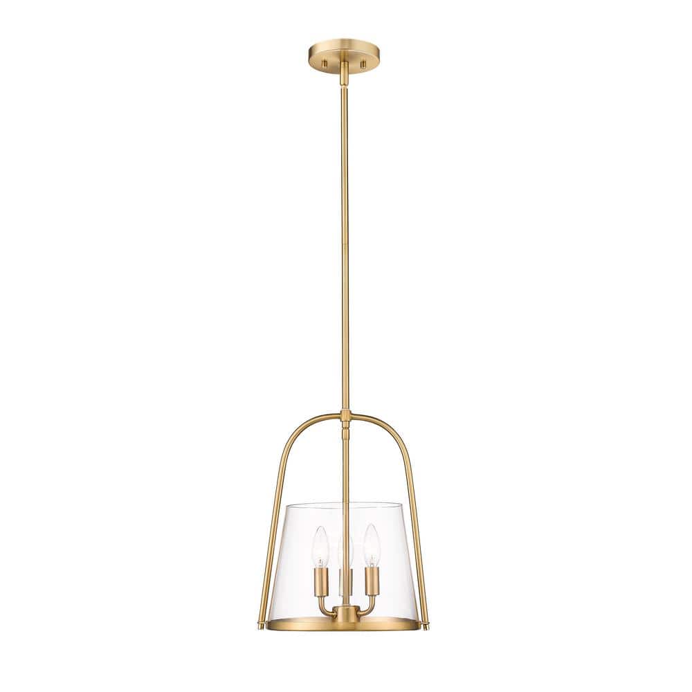 Archis 3-Light Modern Gold Pendant Light with Clear Glass Shade with No Bul