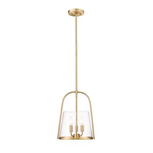 Archis 3-Light Modern Gold Pendant Light with Clear Glass Shade with No Bulbs included