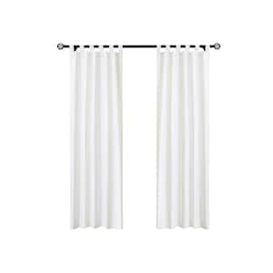 Weathermate Tab Top White Cotton Smooth 80 in. W x 84 in. L Tab Top Indoor Room Darkening Curtain (Double Panels)