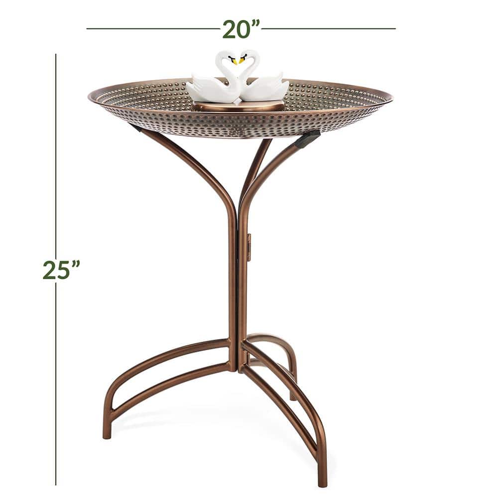 Bronze Copper 20" Metal Bird Bath with Stand