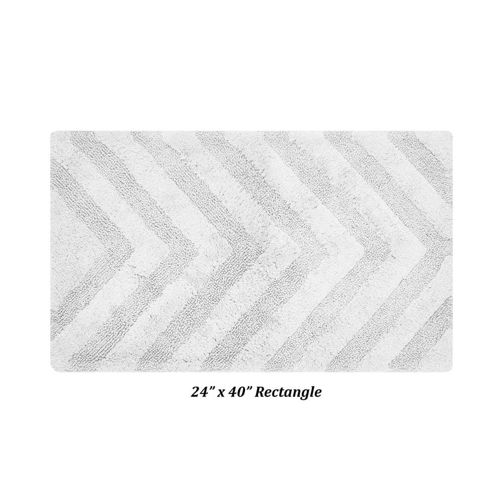 Hugo White Cotton Chevron Tufted Non-Slip Bath Rug 24" x 40"