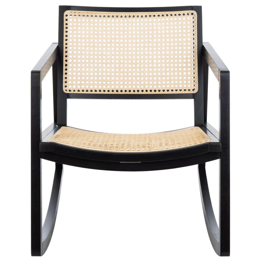 Perth 23'' Black & Natural Rattan Contemporary Glider Chair
