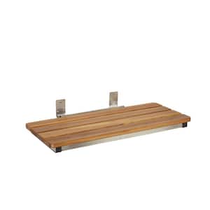 Catalina 29 in. x 16.5 in. Natural Teak Wood Side Wall-Mount Folding Tub Seat with 3 in. Slats, Stainless-Steel Frame