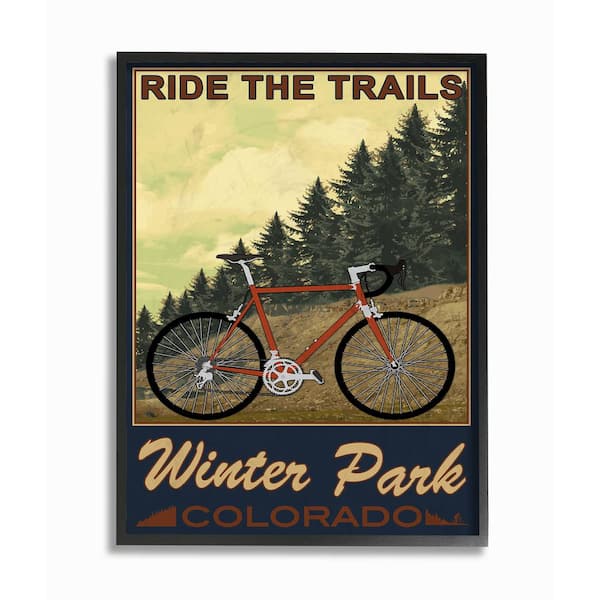 Stupell Industries 24 in. x 30 in. "Ride the Trails Winter Park Colorado Poster Style" by Marcus Prime Framed Wall Art