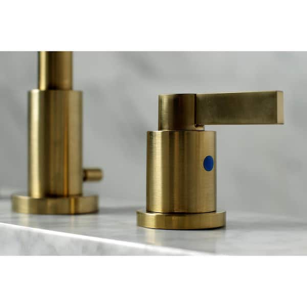 Kingston Brass Emilia 8 In Widespread 2 Handle High Arc Bathroom Faucet In Brushed Brass Hfsc8953ndl The Home Depot