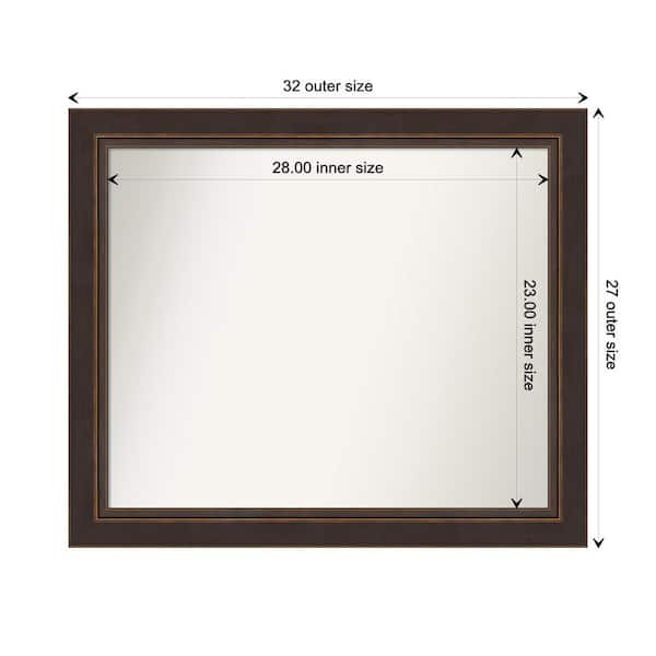 Amanti Art Lara Bronze 32.5 in. W x 27.5 in. H Custom Non-Beveled Wood Framed Bathroom Vanity Wall Mirror