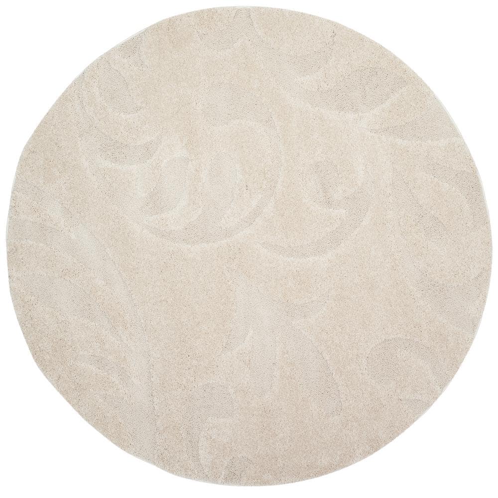 Florida Shag Cream 7 ft. x 7 ft. Round Floral Solid Area Rug price history on PriceWatchPro