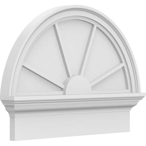 Ekena Millwork 2-3/4 in. x 24 in. x 18-3/4 in. Half Round 4-Spoke Architectural Grade PVC Combination Pediment Moulding