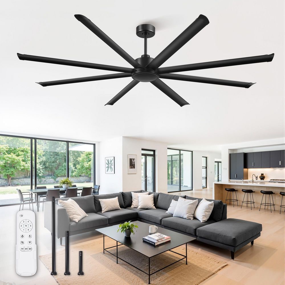 96 in Large Black indoor/Outdoor Ceiling Fans without light Aluminum 8 Blades Quiet Dc Motor for Patio Downrod Fandelier price history on PriceWatchPro