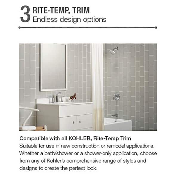 KOHLER Rite-Temp Pressure-Balancing Shower Valve Body & Cartridge Kit – PEX Expansion Connections – Easy Install, Anti-Scald Protection