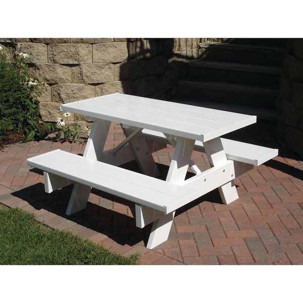 white wooden picnic bench