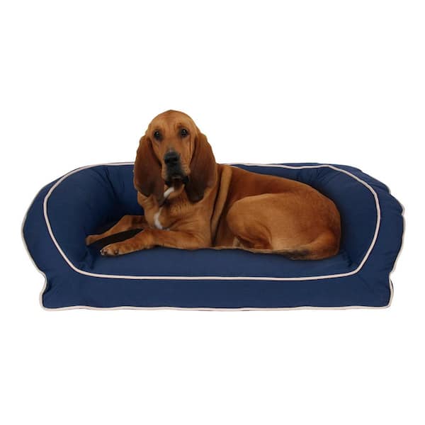 Large orthopedic dog shop bed with bolster