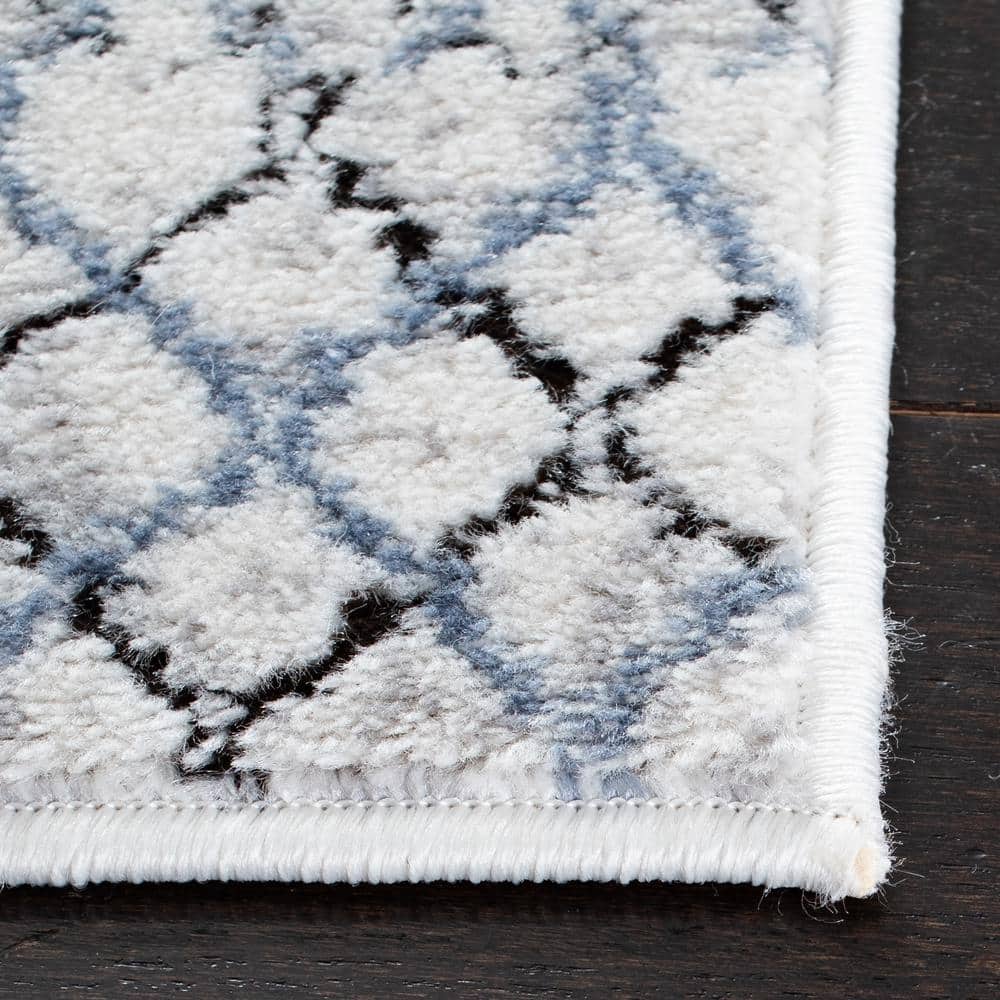 Amelia Grey and Light Blue Geometric Square Rug