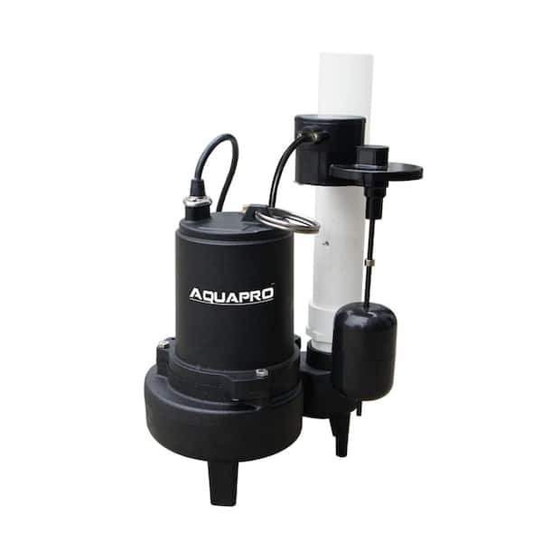 AquaPro 1/2 HP Sewage Pump with Piggyback Vertical Float Switch