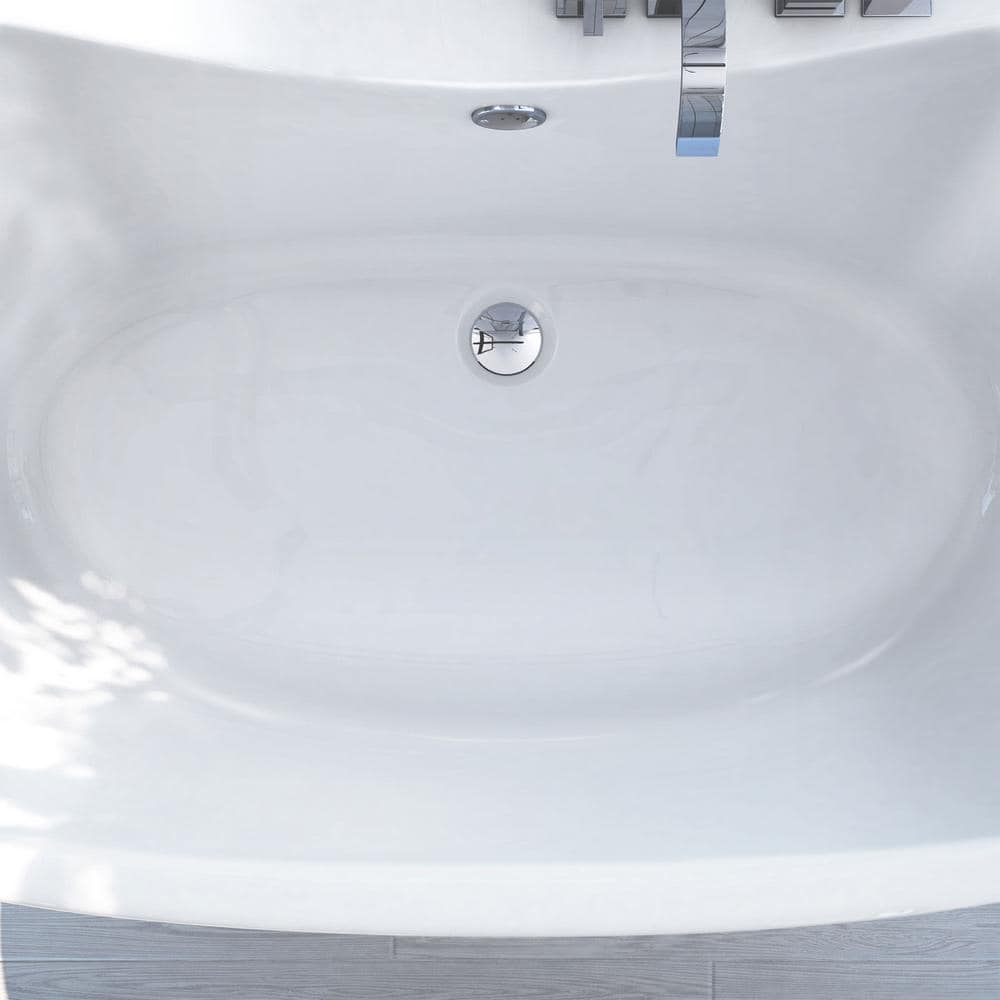 60" White Acrylic Freestanding Soaking Bathtub