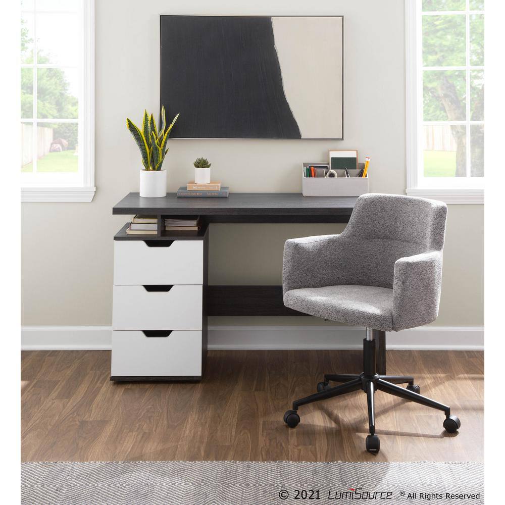 Quinn 47" Charcoal and White Wood Home Office Desk with Drawers