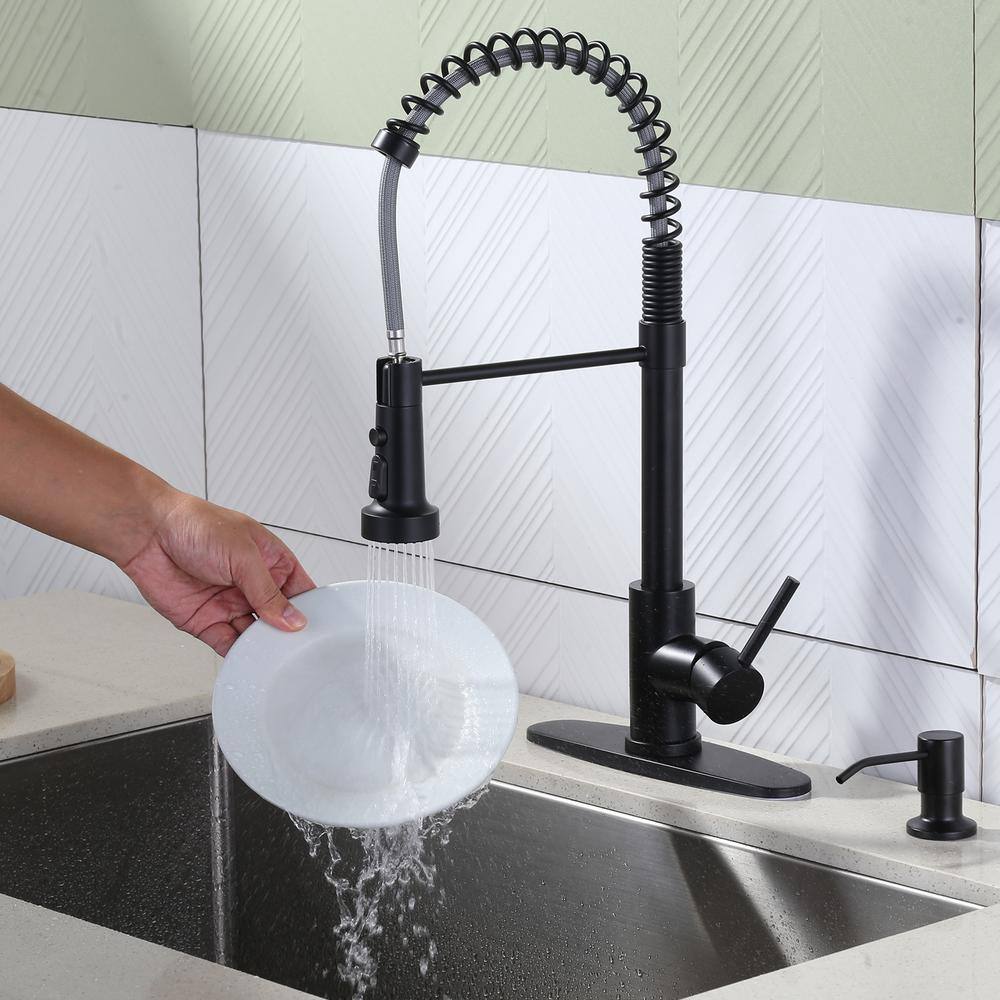 Matte Black Stainless Steel Kitchen Faucet with Pull Down Sprayer