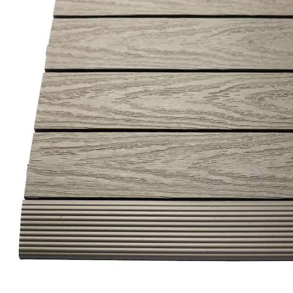 NewTechWood 1/6 ft. x 1 ft. Quick Deck Composite Deck Tile Straight Fascia in Egyptian Stone Gray (4-Pieces/Box)