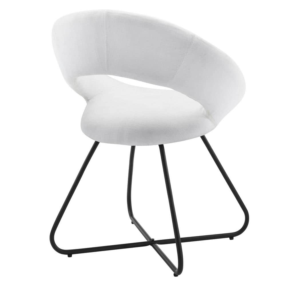 Nouvelle White Velvet Upholstered Side Chair with Metal Legs, Set of 2