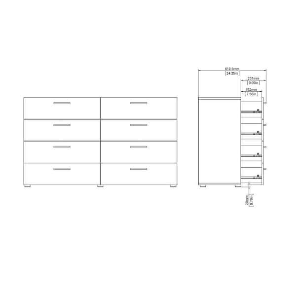 Tvilum Austin 8-Drawer Truffle Double Dresser 70073cj - The Home Depot