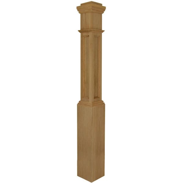 Stair Parts 4093 55 in. x 6-1/4 in. White Oak Flat Panel Box Newel Post