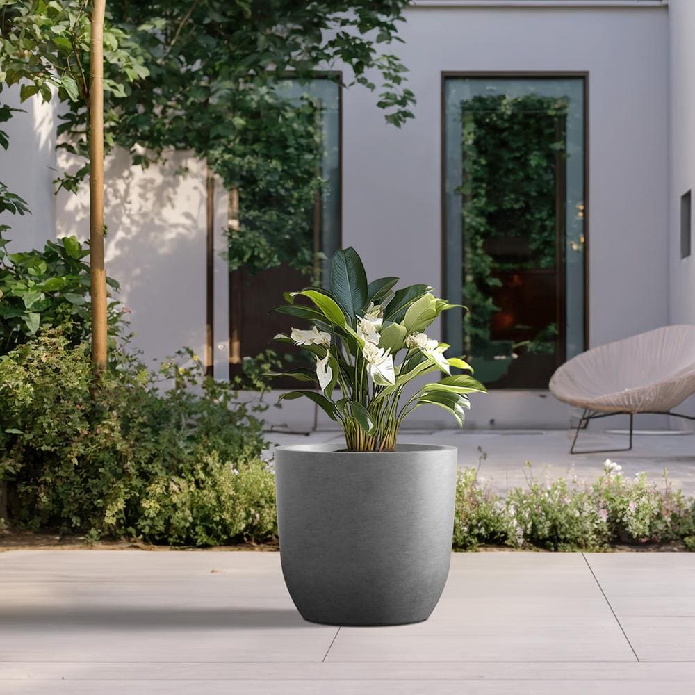 Lightweight 17in. x 15.5in. Stone Finish Extra Large Tall Round Concrete Plant Pot/Planter for Indoor & Outdoor price history on PriceWatchPro