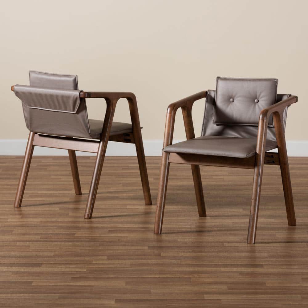 High Back Gray Wood and Cane Arm Chair