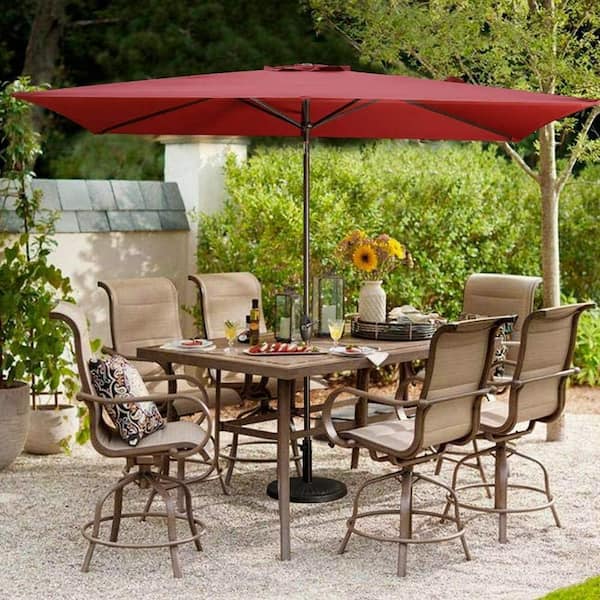 Wateday 10 ft. Metal Outdoor Market Tilt Patio Umbrella in Red