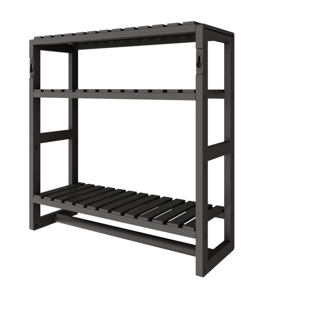 23.5 in. W x 5.9 in. D Black Floating Decorative Wall Shelf, Adjustable Ove
