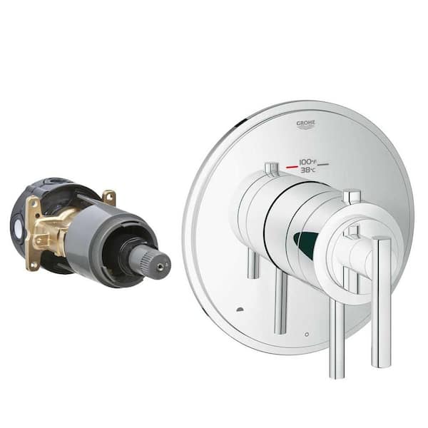 GROHE Timeless 2-Handle GrohFlex Universal Rough-In Box Dual Function Thermostatic Kit in Chrome