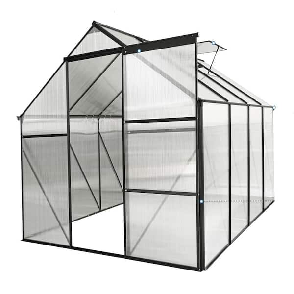 6 ft. D x 8 ft. W x 6 ft. H Polycarbonate Outdoor Greenhouse Raised Base and Anchor Aluminum Heavy Duty